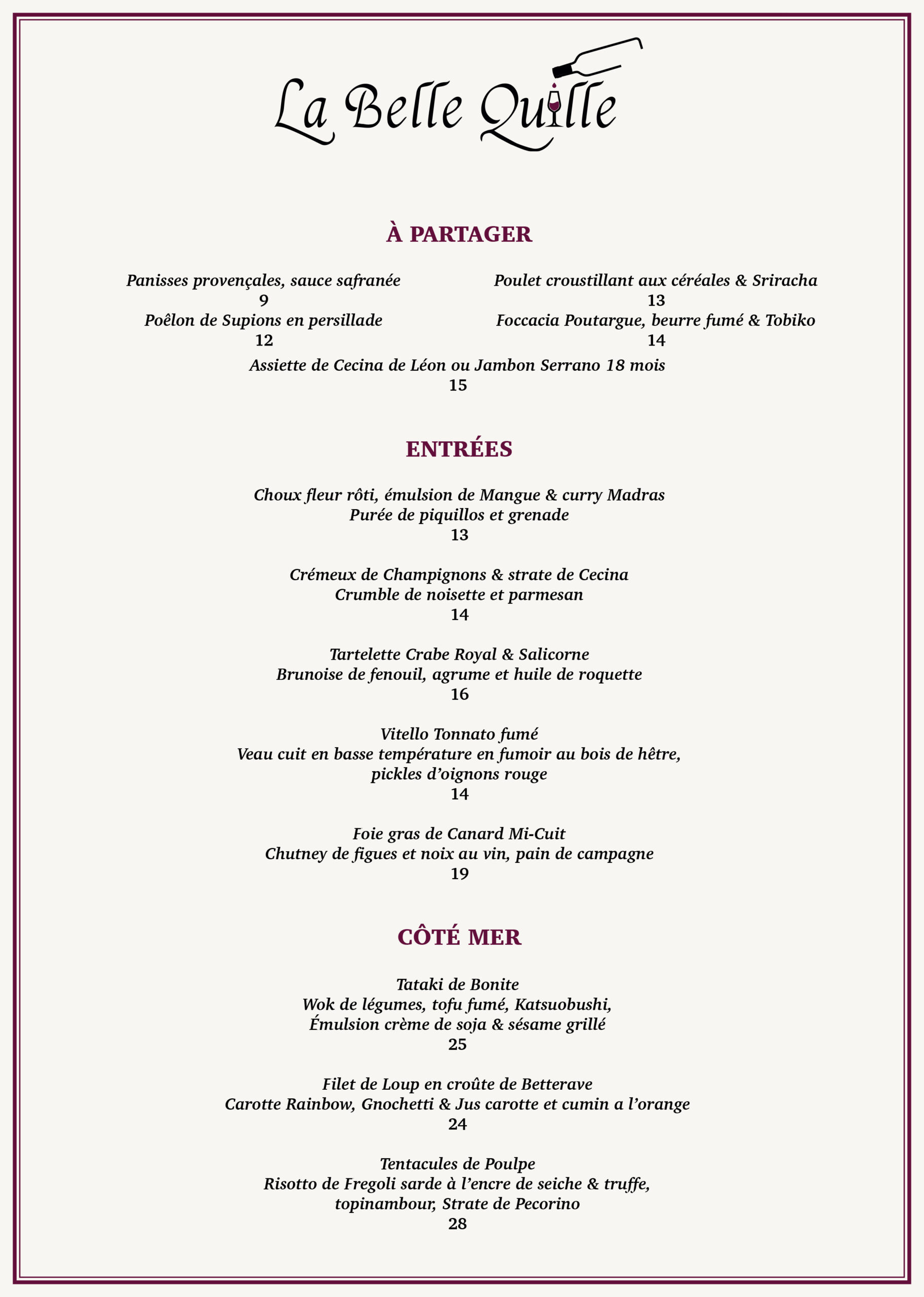 Menu LBQ
