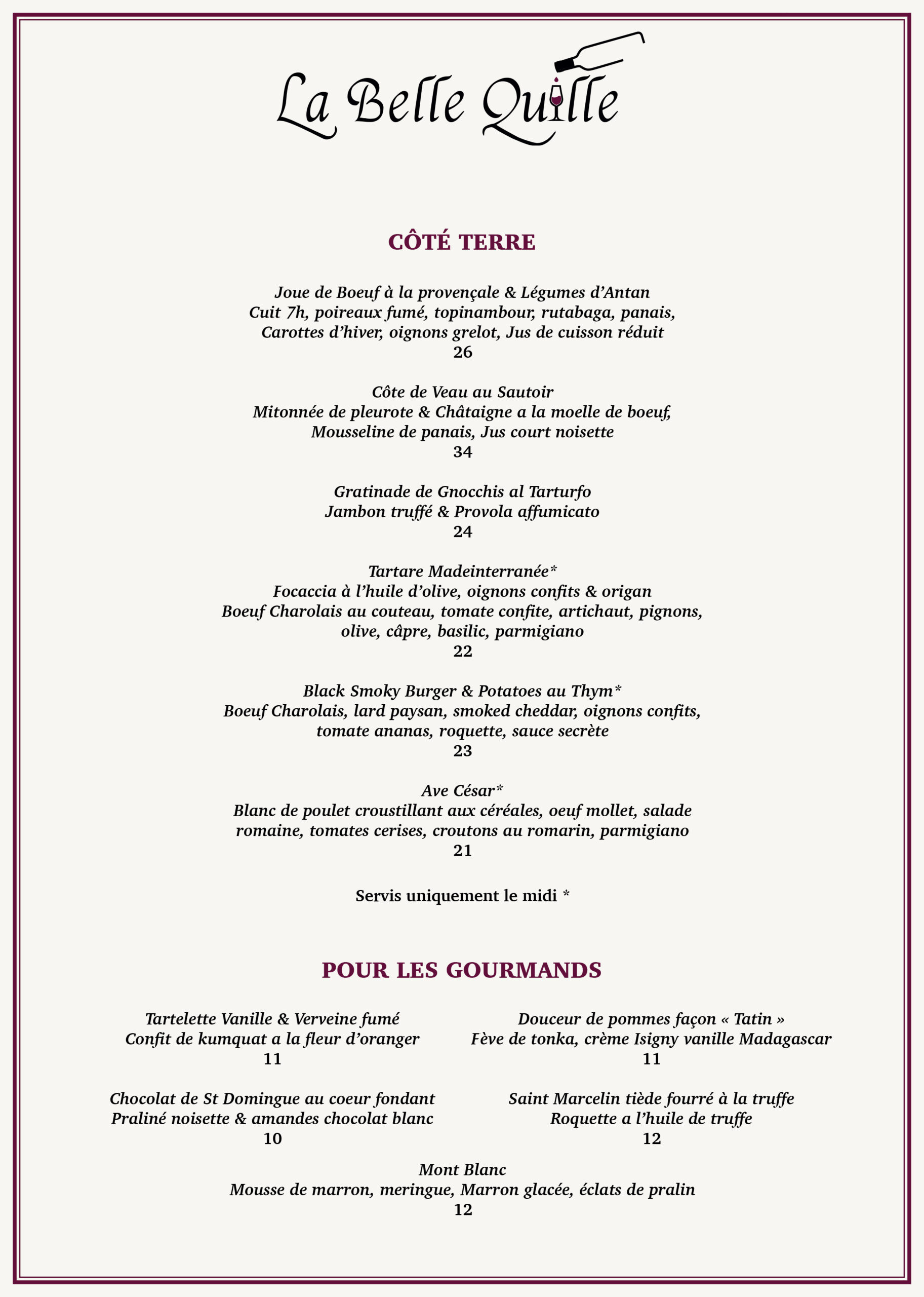 Menu LBQ